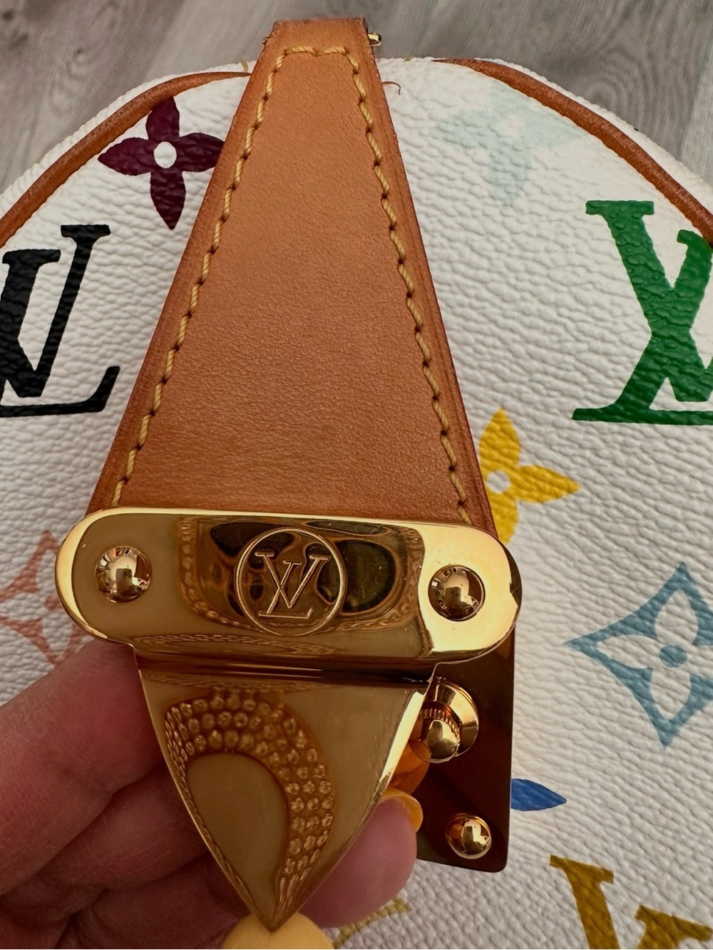 Louis Vuitton White Multicolor Murakami Monogram  with Tan Trim, Authentic LV. - Picture 9 of 12